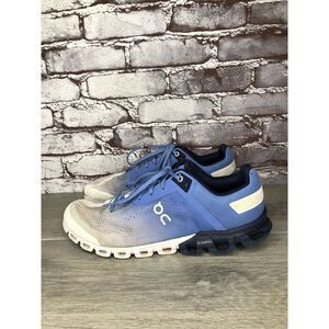 On Cloudflow Marina White Blue Synthetic Lace Running Shoes Women 10.5M US/42.5